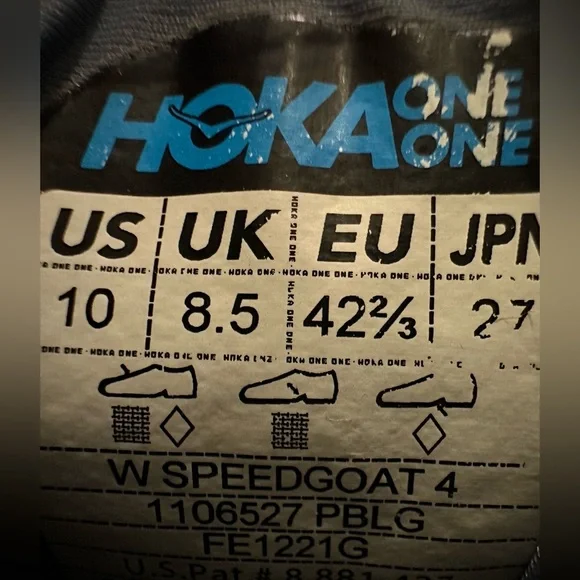 Hoka Speedgoat 4 Shoes Womens 10 Blue Daily Trail Woods Hiking Terrain Vibram - Picture 8 of 9